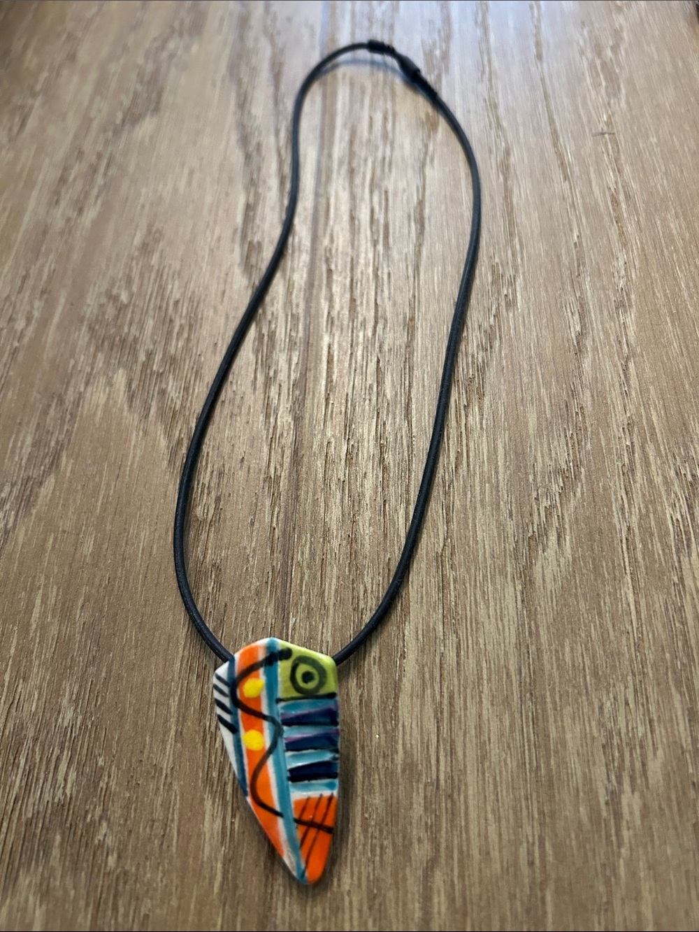 Ceramic pendant necklace abstract design